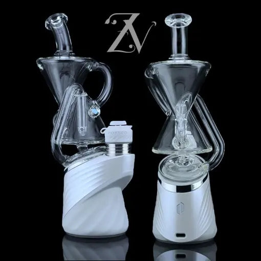 Eco Kickback Recycler Puffco Peak Attachment by Iridescent Glass