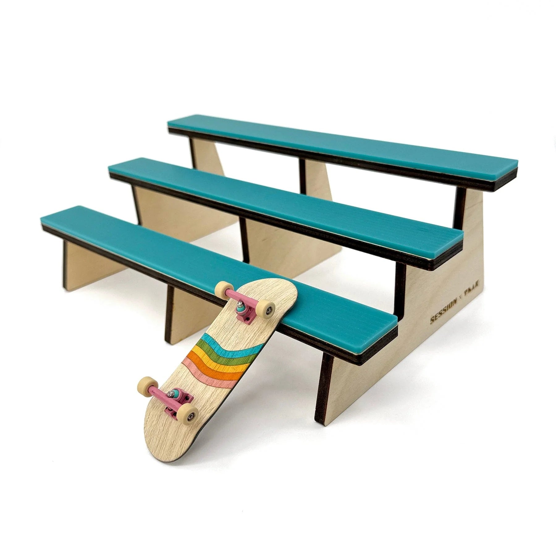 The Bleachers - Wooden Fingerboard Obstacle with Acrylic Coping