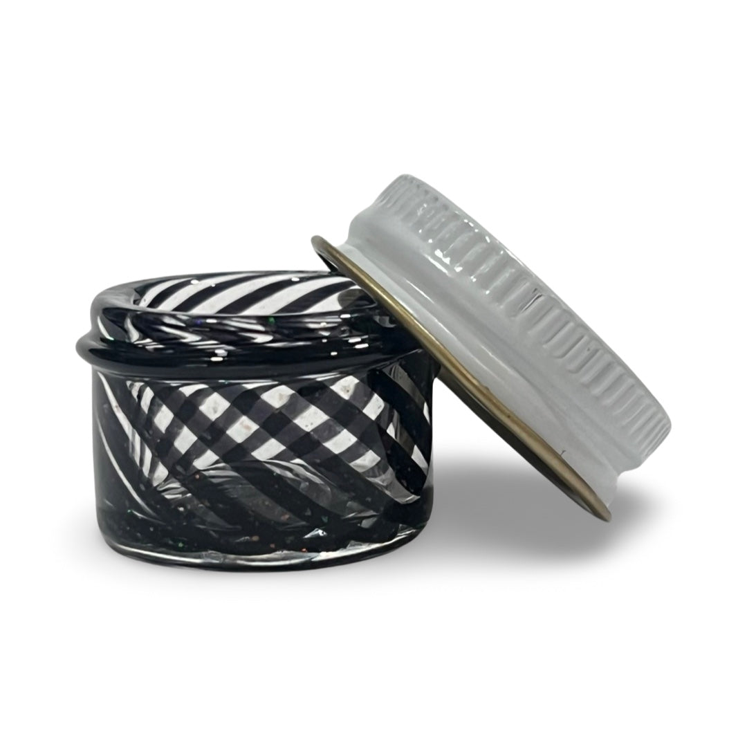 Black Striped Jar by Empty1 Glass