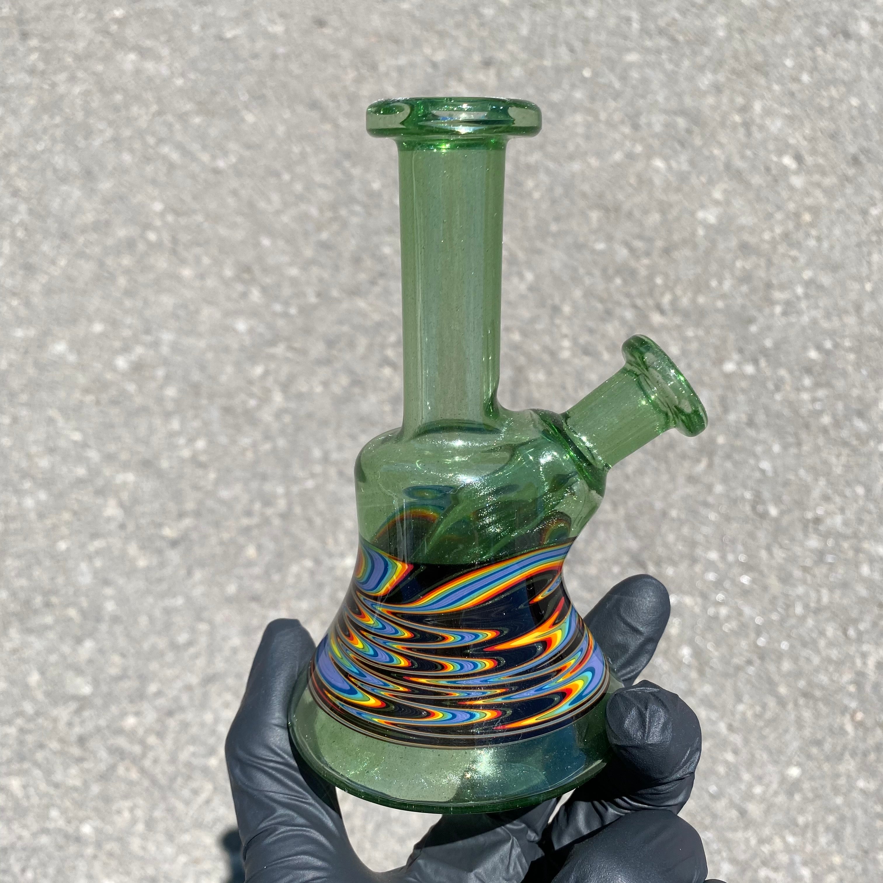 10mm Green Stardust Wig Wag Mini Tube by ( w/ Bubble Cap)