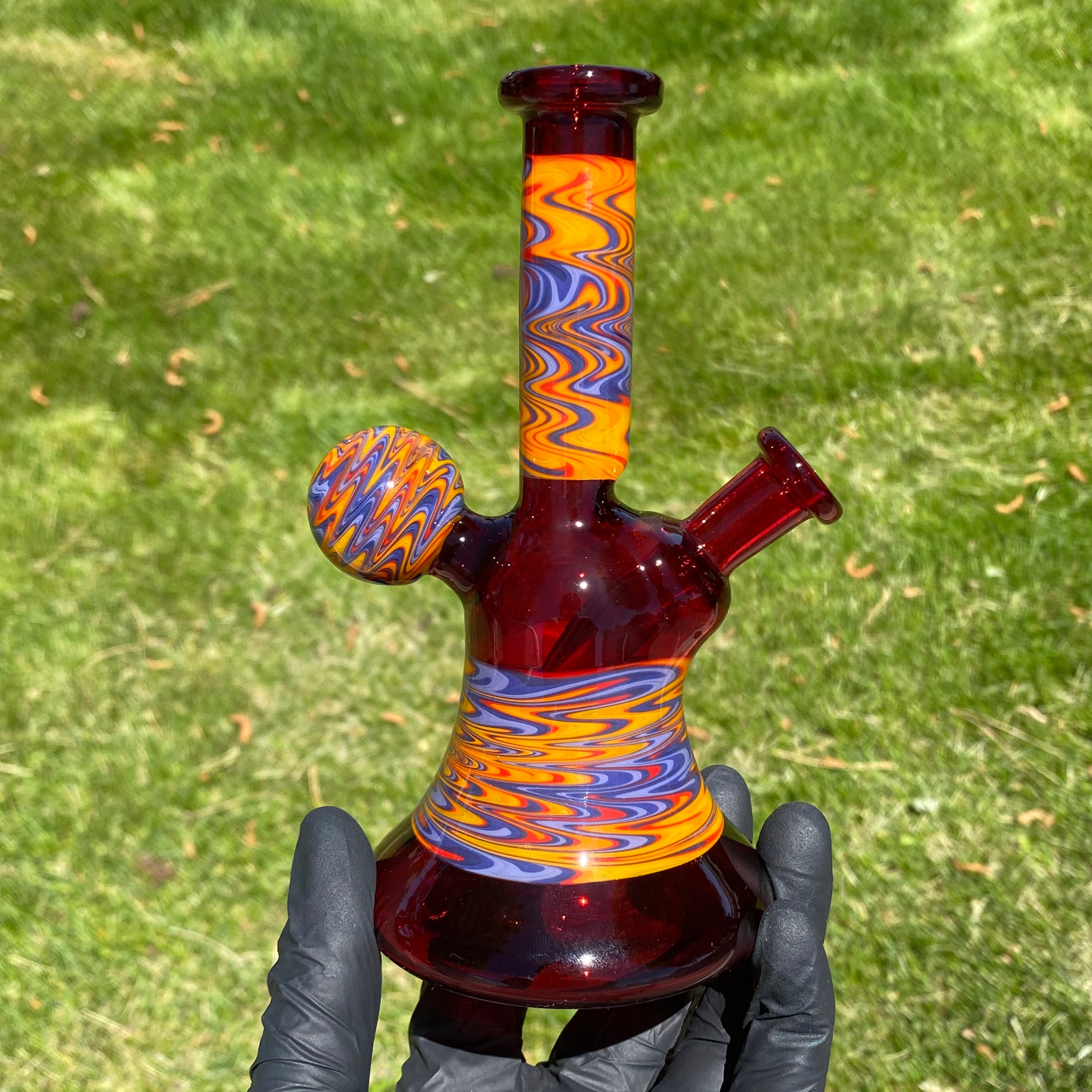 10mm Pomegranate Wig Wag Mini Tube ( w/ Bubble Cap)