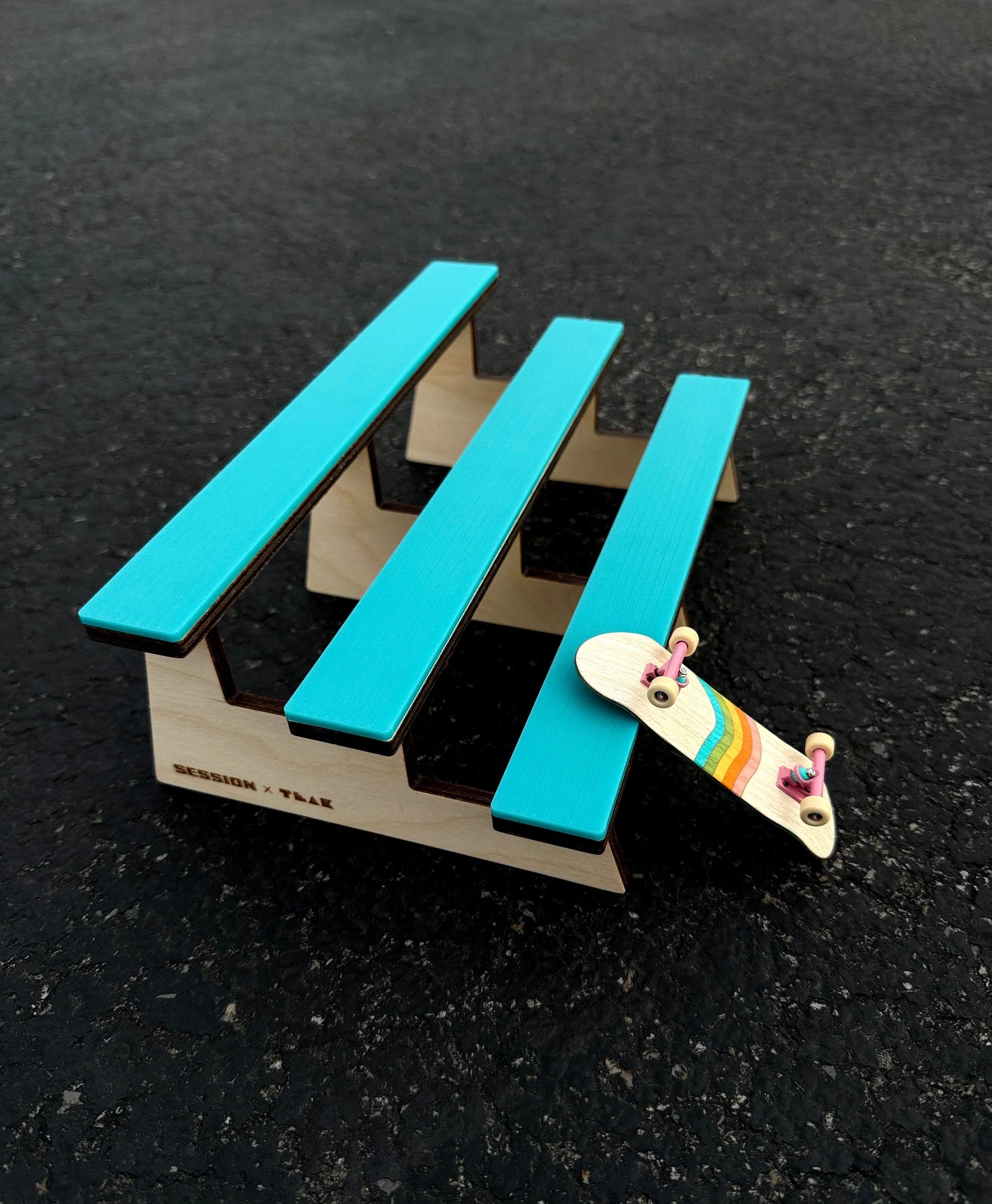 The Bleachers - Wooden Fingerboard Obstacle with Acrylic Coping