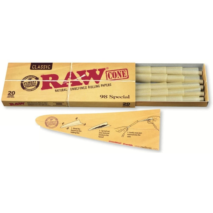 RAW 98mm Special Pre Rolled Cones (20 Cones Per Pack)