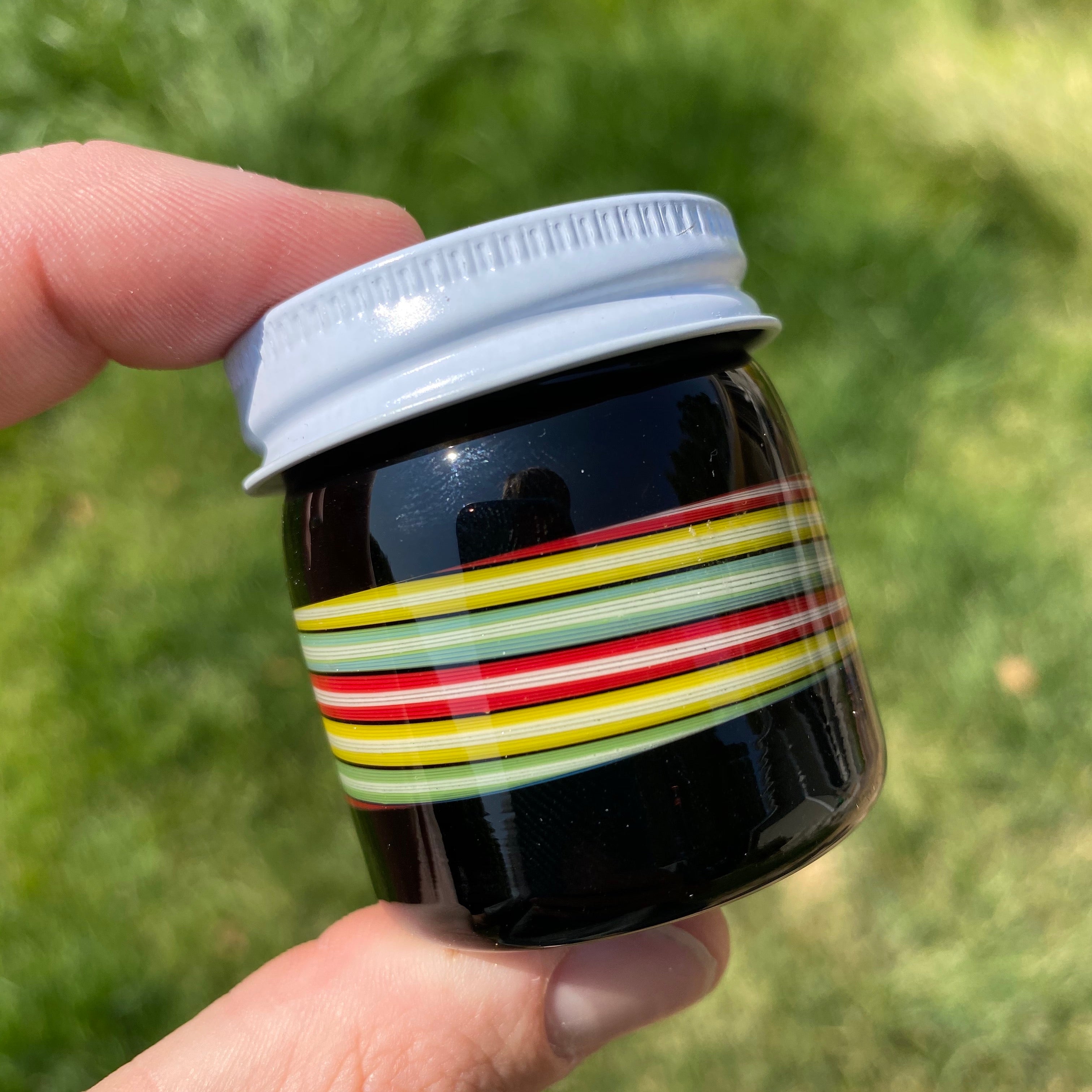 Black/Rasta Jar by Empty1 Glass