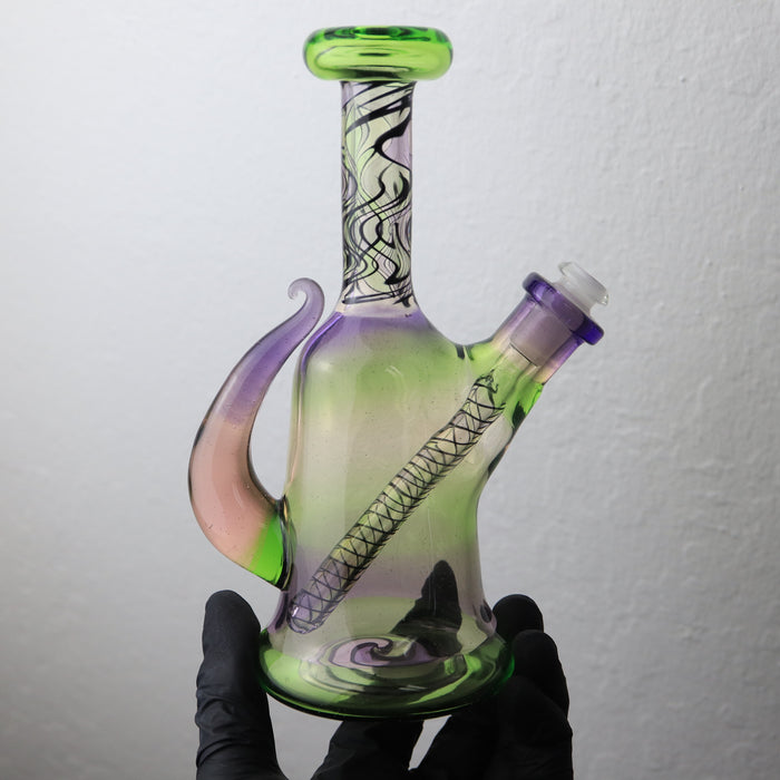 Transparent Purple/Green Fade Minitube by Lennon Glass