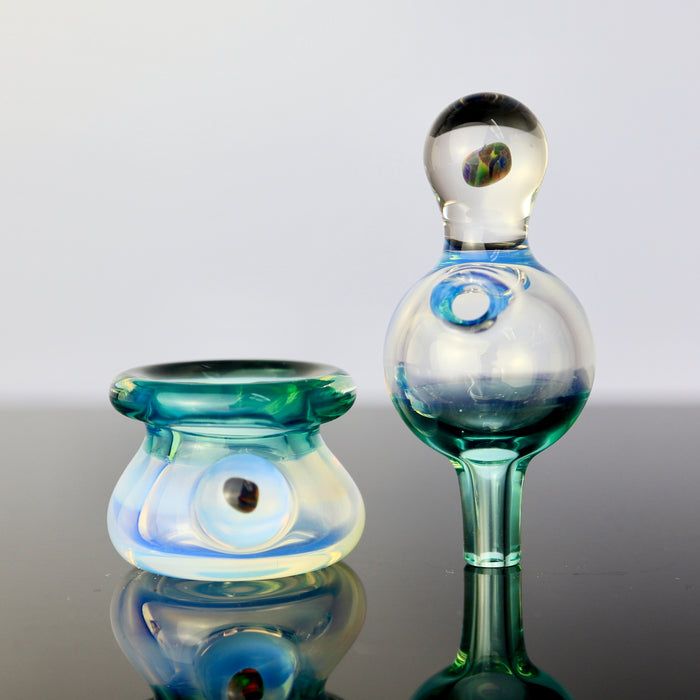 Dual Color Bubble Cap/Honey Pot Set by CpbGlass