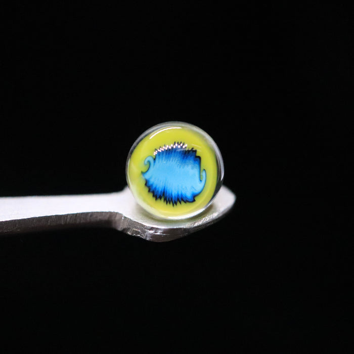 Yellow/Teal Wig Wag Terp Pearls by Goba Glass