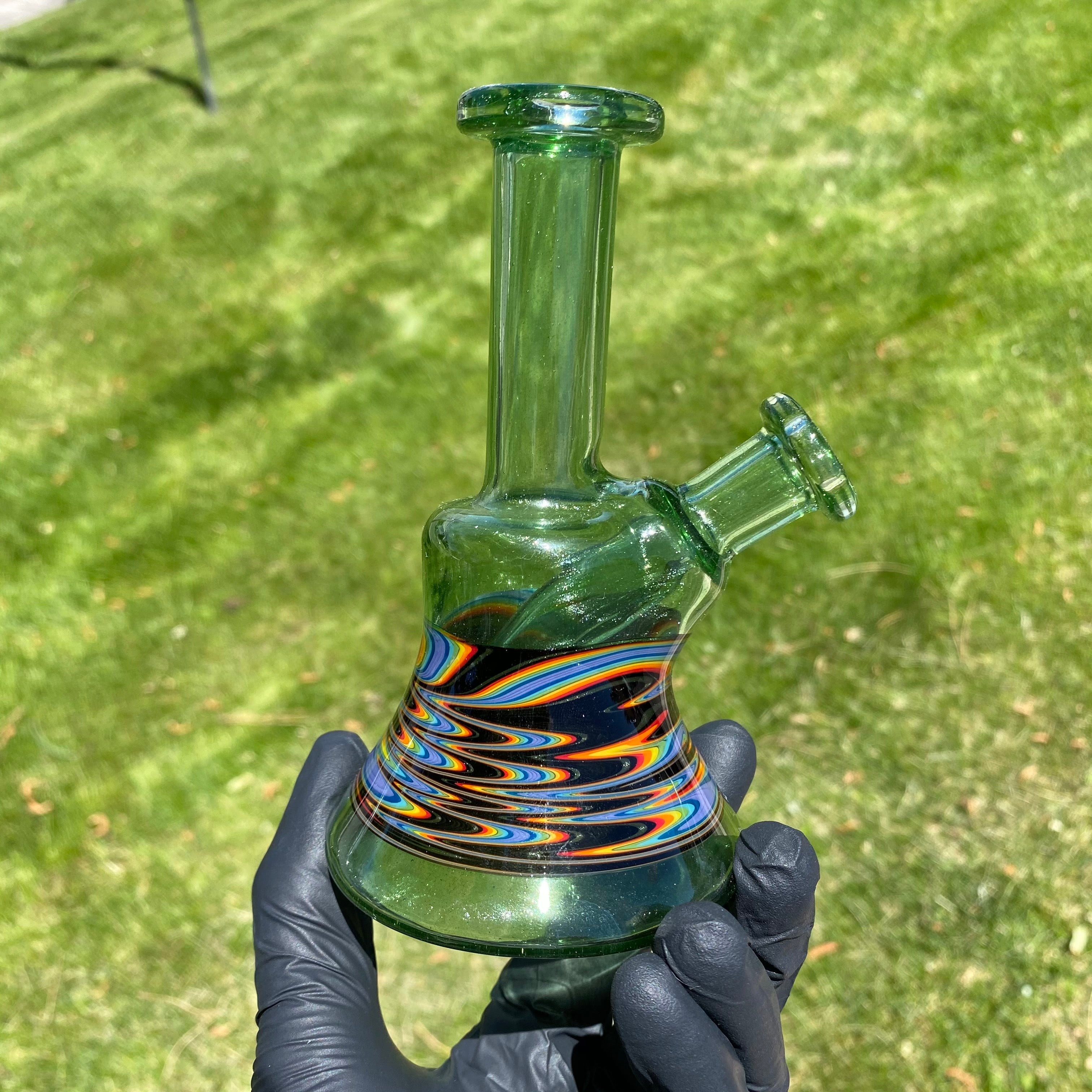 10mm Green Stardust Wig Wag Mini Tube by ( w/ Bubble Cap)