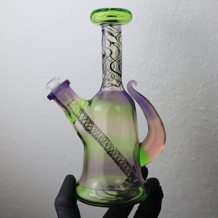 Transparent Purple/Green Fade Minitube by Lennon Glass