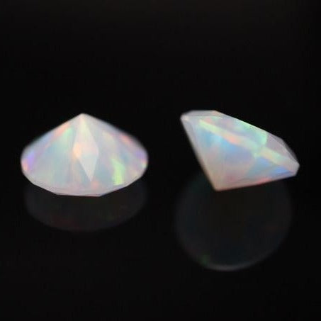 8mm Diamond Cut Opal (White and Blue)