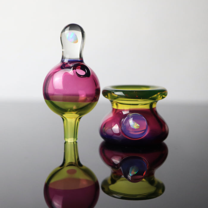 Dual Color Bubble Cap/Honey Pot Set by CpbGlass