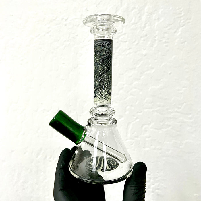 Green Stardust/Black and White Linework/Clear Minitube by Abmp Glass